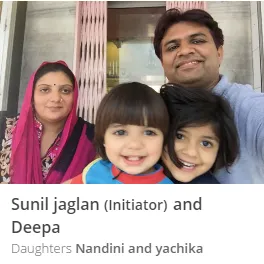 Developer Sunil Jaglan taking  selfie with daughters 