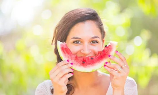 lady eating watermelon