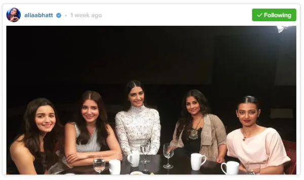 Anushka Sharma, Vidya Balan, Radhika Apte and Alia Bhatt, Sonam Kapoor in v's chat show