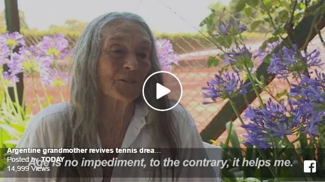 Senior tennis player Ana Obarrio, 83, plays a tennis match