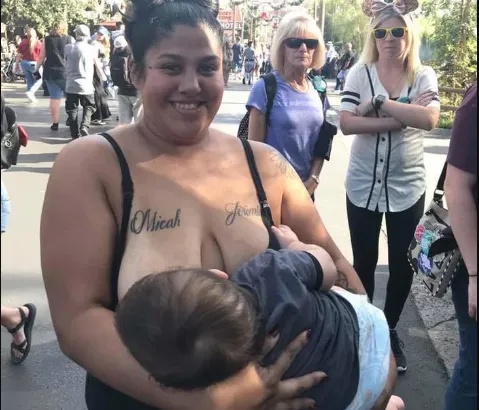 Mom breastfeeds Disneyland