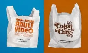Embarrassing slogans on plastic bags!
