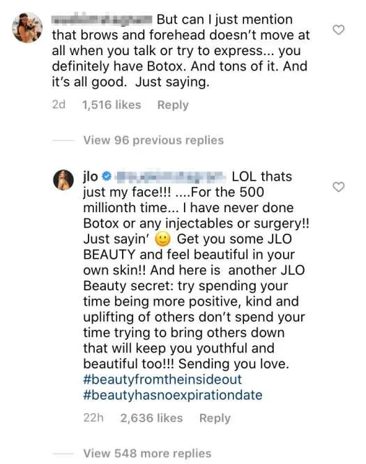Jennifer Lopez Denies Botox Claims