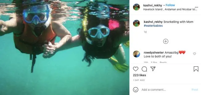 waheeda rehman snorkelling