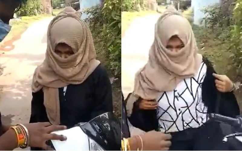 girl forced to remove burqa