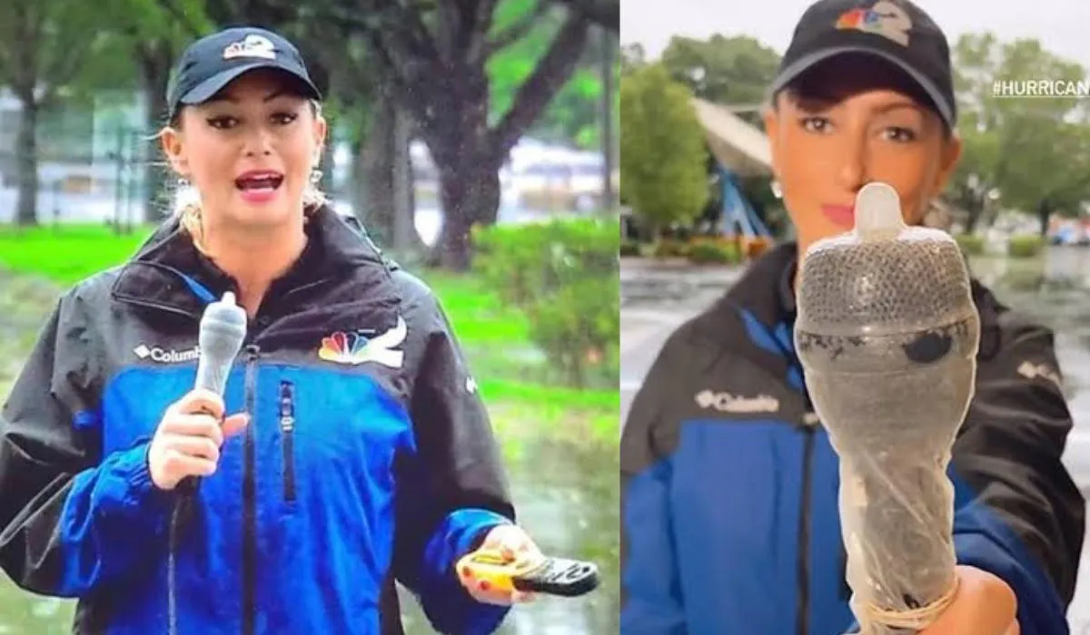 Reporter Covers Microphone With Condom