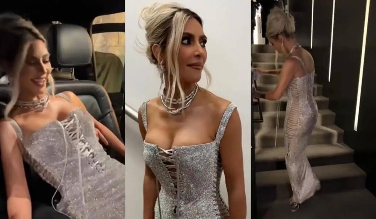 Kim Kardashian Tight Silver Dress