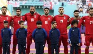 Iran uprising, Iran team refuses singing national anthem