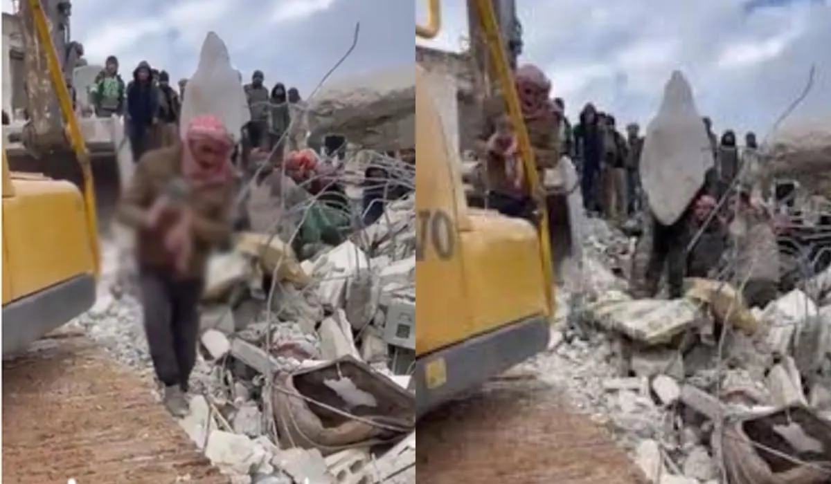Syrian Woman Gives Birth Under Rubble